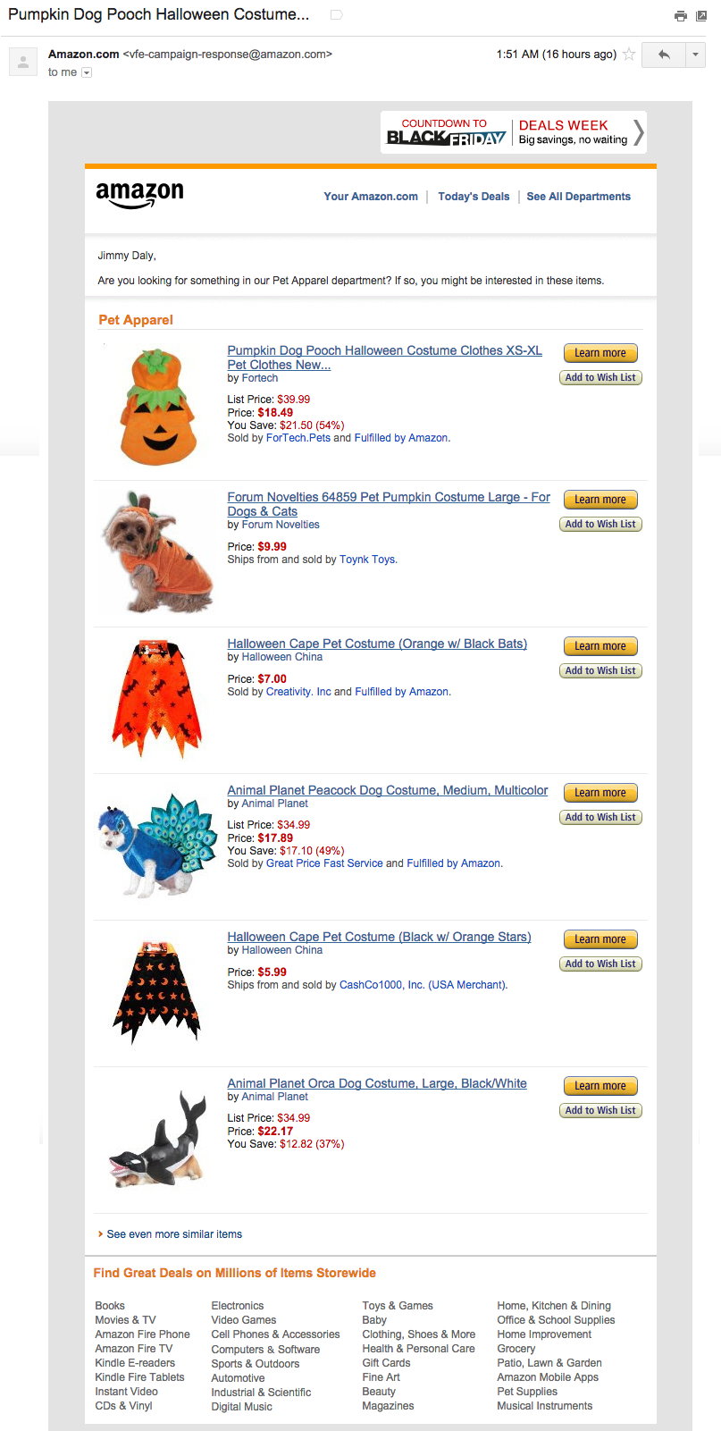 Amazon Behavioral Email