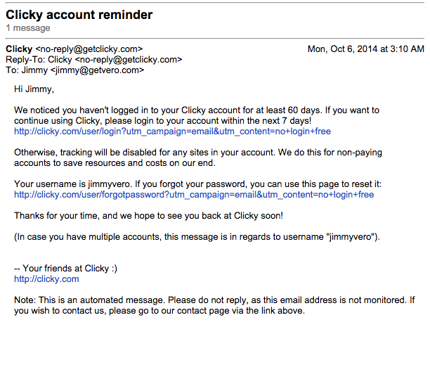 Clicky Behavioral Email