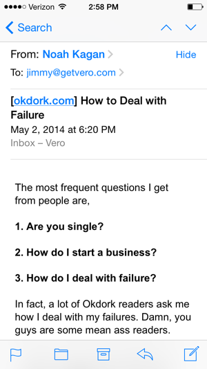 Noah Kagan Email Example