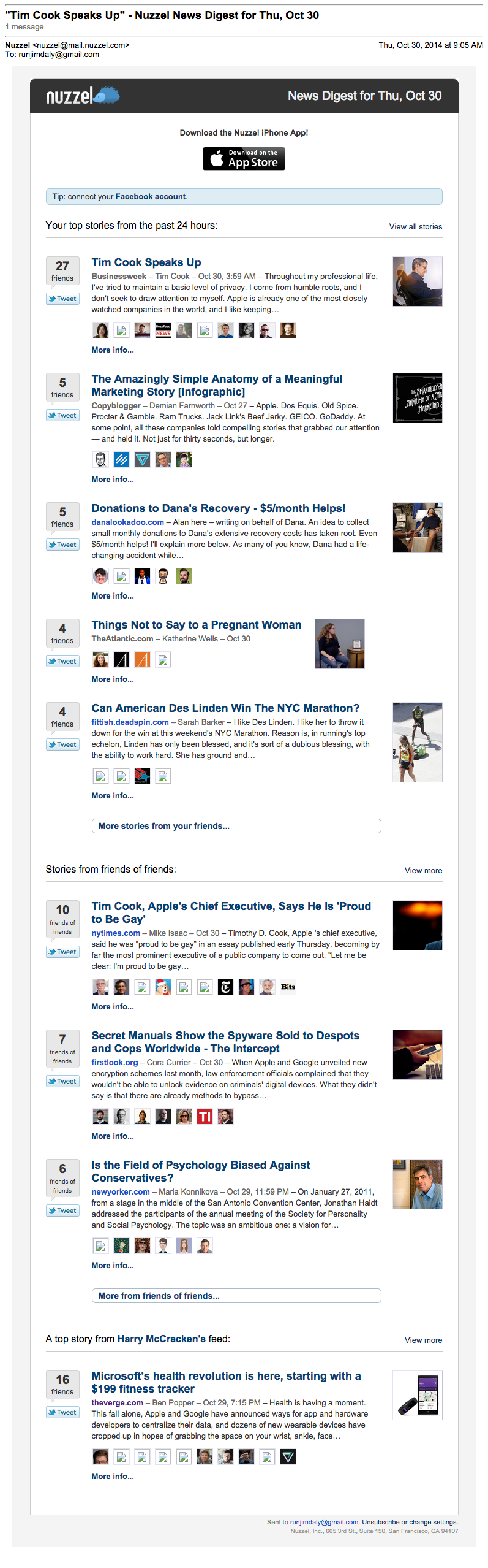 Nuzzel Behavioral Email